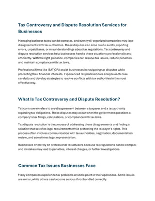 Tax Controversy and Dispute Resolution Services for Businesses | PDF