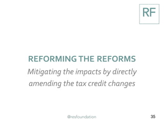 35
REFORMING THE REFORMS
Mitigating the impacts by directly
amending the tax credit changes
 