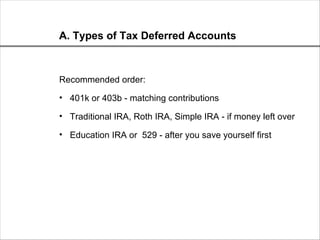 Tax Deferred Investing
