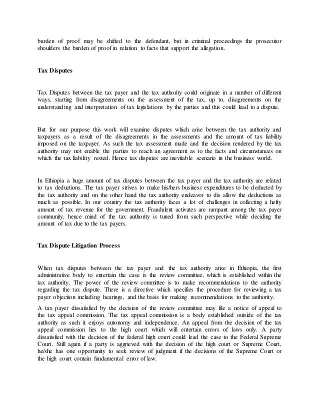 Disputed Payers Tax Disputes Ethiopia.doc