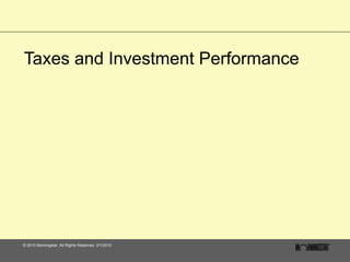 Taxes and Investment Performance 