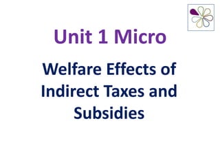 Unit 1 Micro
Welfare Effects of
Indirect Taxes and
Subsidies
 
