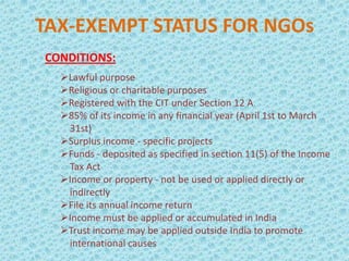 Tax exemption for non profit activities | PPT
