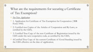 BIR RMC No. 124 s 2020 Tax Exemption of Cooperatives | PPT