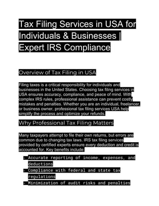 Tax Filing Services in USA for Individuals & Businesses _ Expert IRS ...