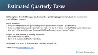 Barton Associates Locum Tenens Tax Guide Webinar Slide Deck
