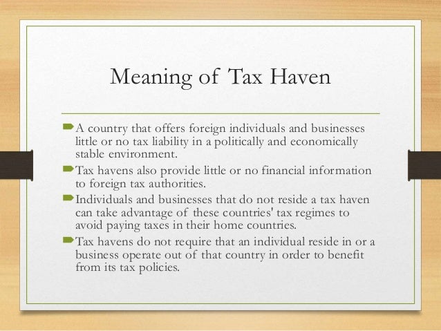What are some tax havens?