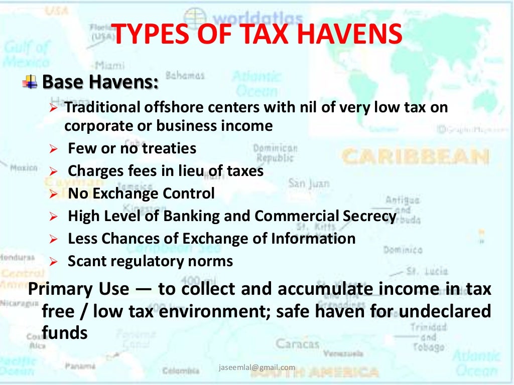 Tax Havens , Major Tax Havens around the world.