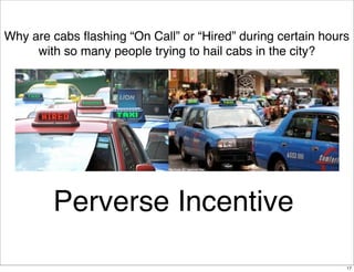 Why are cabs ﬂashing “On Call” or “Hired” during certain hours
     with so many people trying to hail cabs in the city?

...