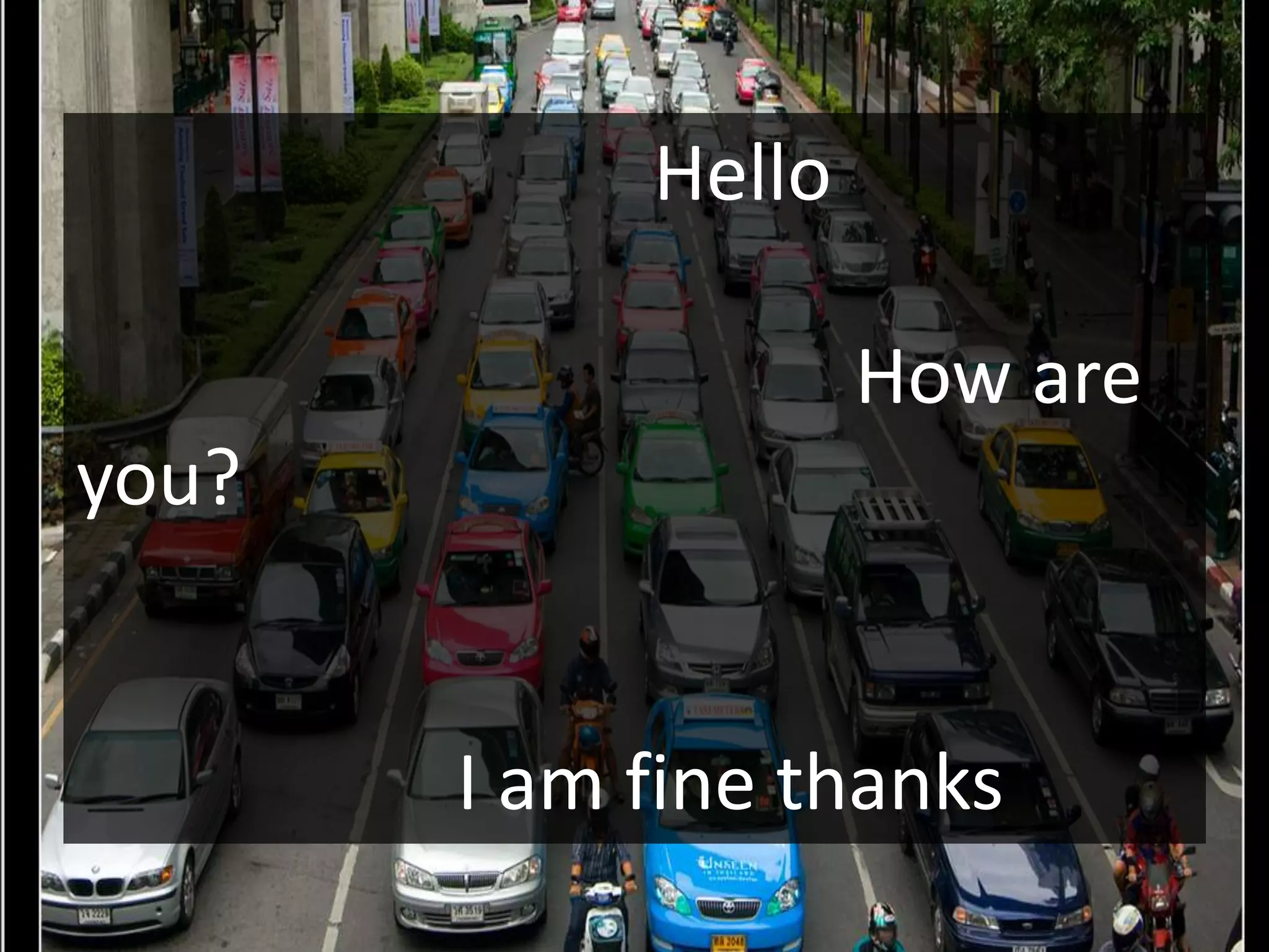 Hello

                    How are
you?


       I am fine thanks
 