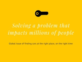 Solving a problem that
impacts millions of people
Global issue of finding cars at the right place, on the right time
 