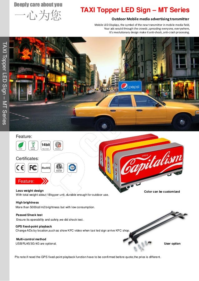 Taxi topper led sign P3.33 and P5 taxi roof led signs