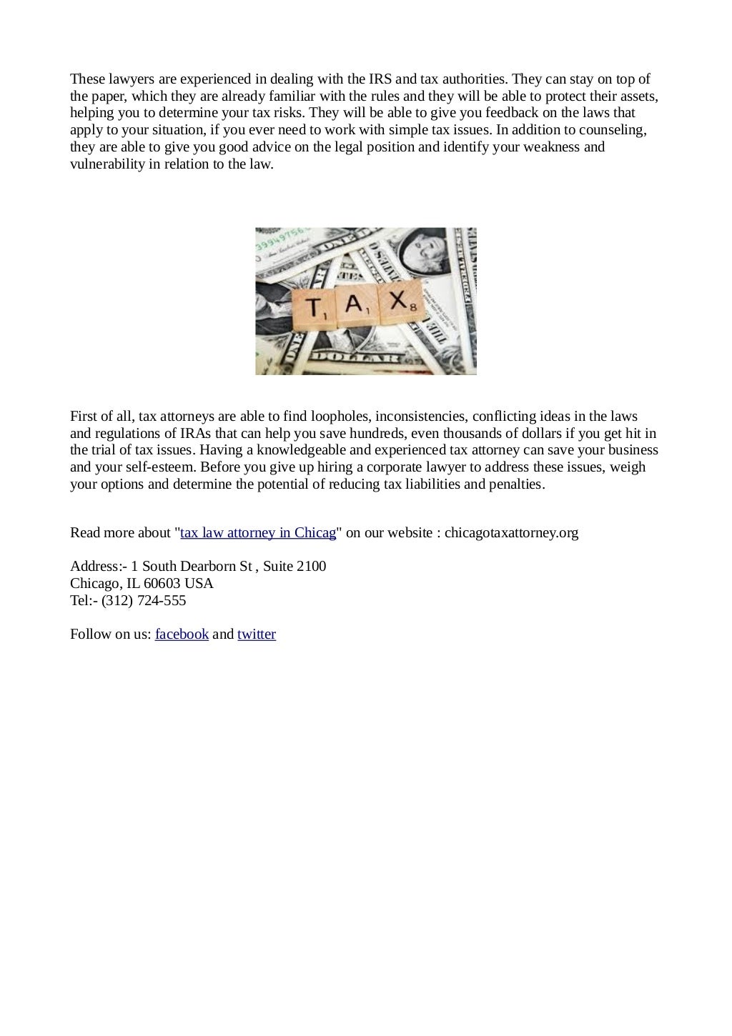 Tax law attorney in chicago