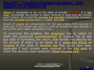 SALARY – Taxation of arrears of salary – Sub-
Section (7) of Section 12
Salary is chargeable to tax on the basis of actual...