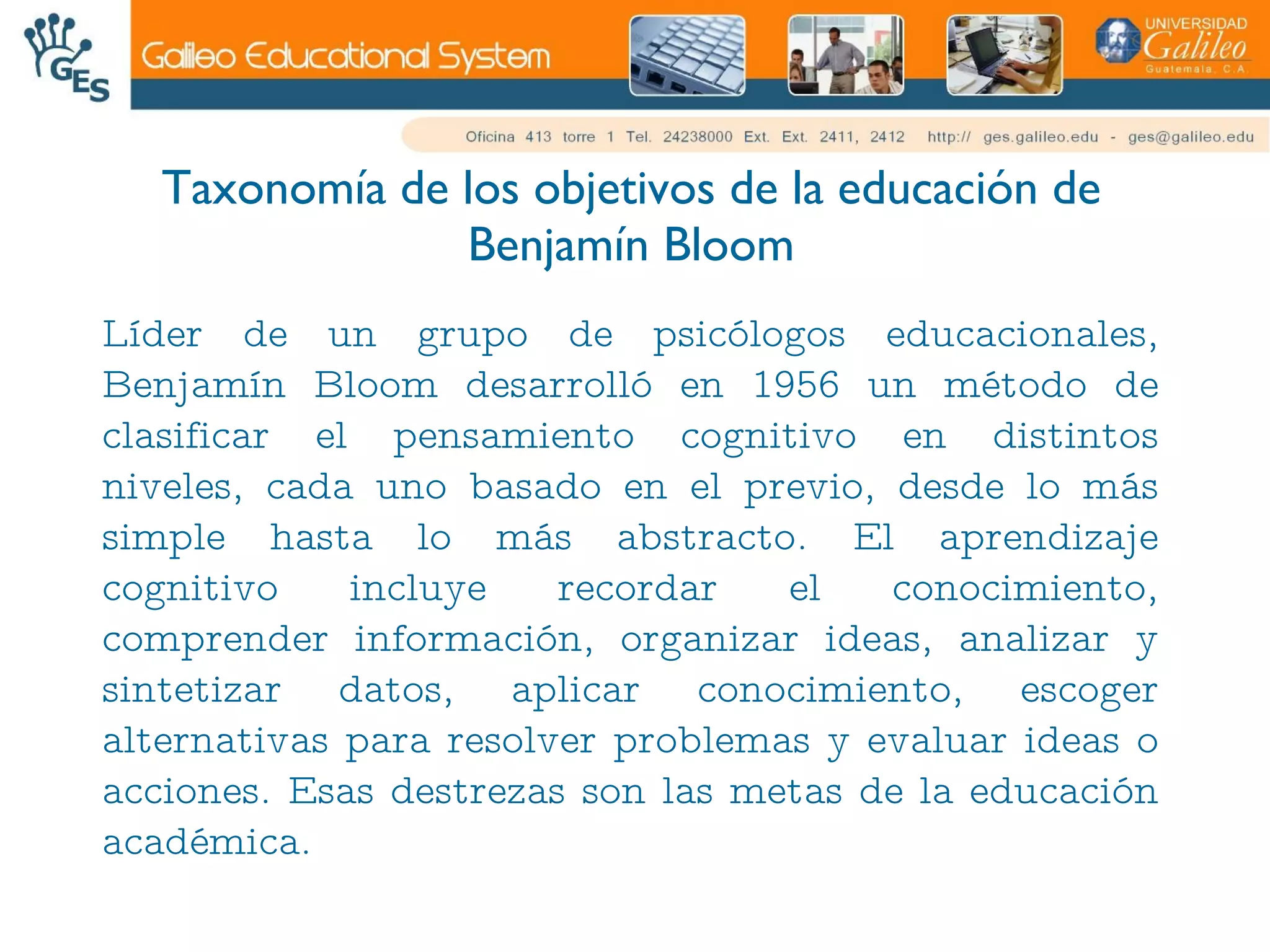 CreacióN De Objetivos Con La TaxonomíA De Bloom | PPT