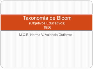 M.C.E. Norma V. Valencia Gutiérrez Taxonomía de Bloom(Objetivos Educativos)1956 