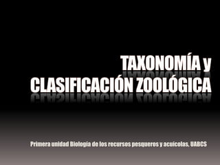 TAXONOMÍA y CLASIFICACIÓN ZOOLÓGICA  Primera unidad Biología de los recursos pesqueros y acuícolas, UABCS 