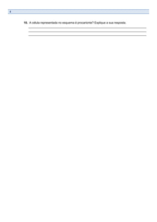 4


    10. A célula representada no esquema é procarionte? Explique a sua resposta.
       _________________________________________________________________________
       _________________________________________________________________________
       _________________________________________________________________________
 