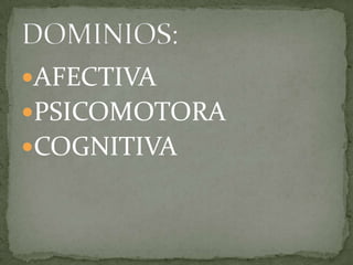 AFECTIVA
PSICOMOTORA
COGNITIVA
 