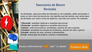 Taxonomia de Bloom - Planejamento e Avaliação | PPTX
