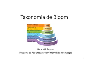 Taxonomia de Bloom
Liane M R Tarouco
Programa de Pós-Graduação em Informática na Educação
1
 
