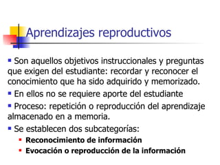 Taxonomias aprendizaje
