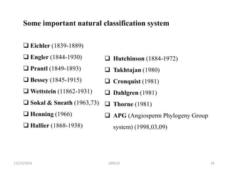 Bessey Classification System Taxonomic systems in plants | PPTX