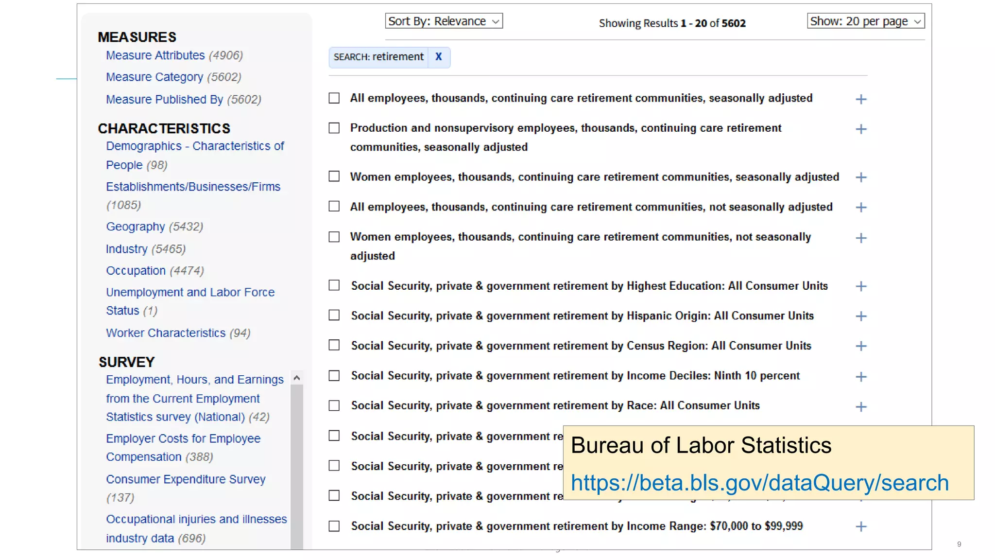 9© 2020 Hedden Information Management
Bureau of Labor Statistics
https://beta.bls.gov/dataQuery/search
 