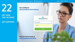 GET YOUR
TEST ACCOUNT
GET CERTIFIED
22
Get your test account at
www.poolparty.biz/demo
Get certified at
www.poolparty.biz/academy/
 
