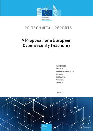 A Proposal for a European
Cybersecurity Taxonomy
NAI-FOVINO, I.
NEISSE, R.
HERNANDEZ-RAMOS, J. L.
POLEMI, N.
RUZZANTE, G.
FIGWER, M.
LAZARI, A.
2019
EUR 29868
 