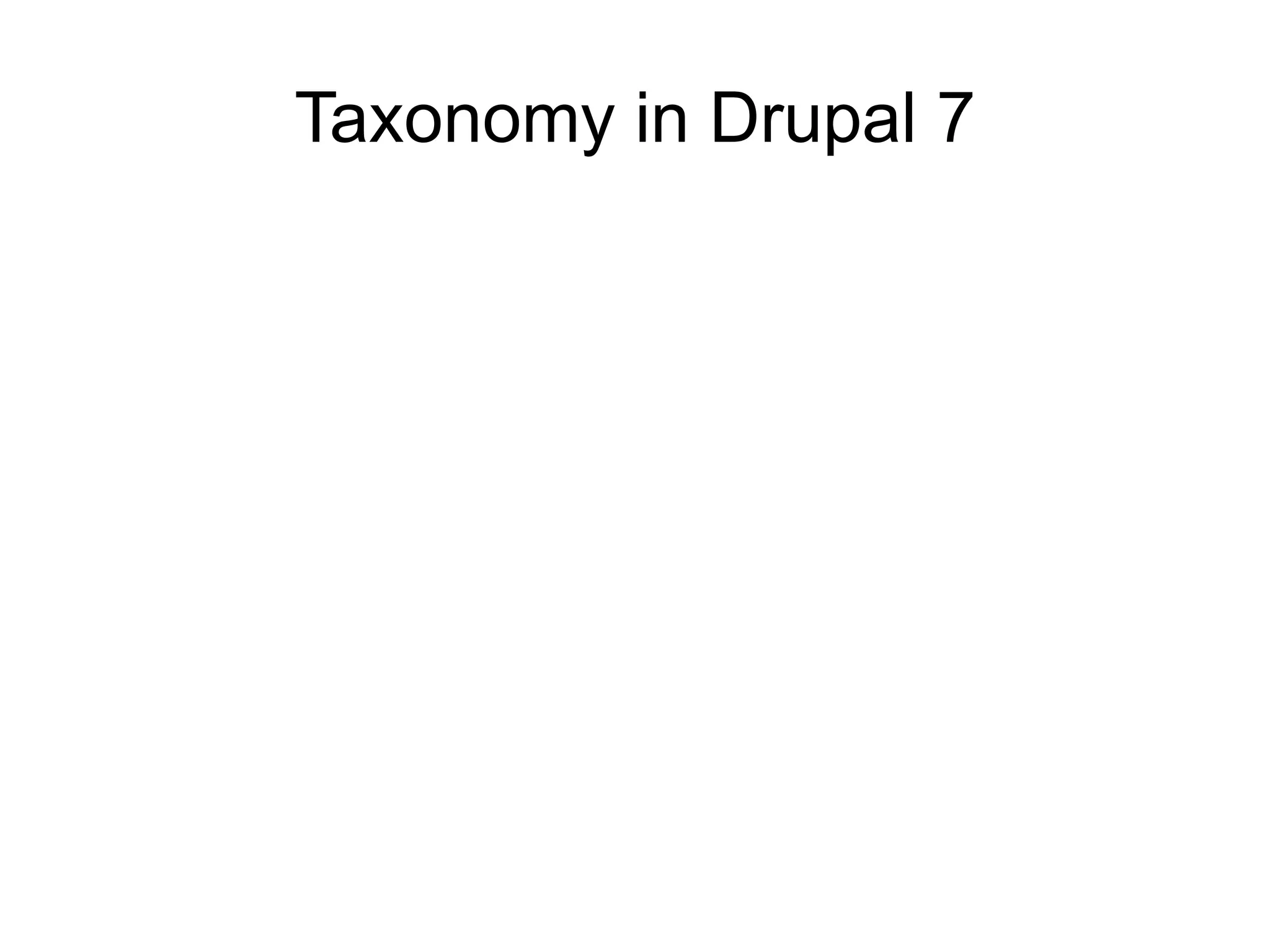 Taxonomy in Drupal 7
 