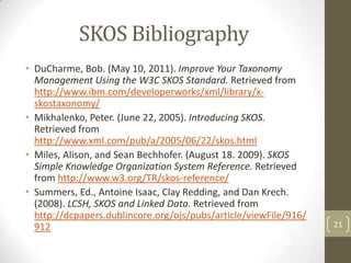 Skos Reference Examples Taxonomy, ontology, folksonomies & SKOS. | PPTX