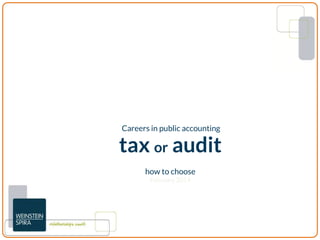 tax or audit
how to choose
February 2014
Careers in public accounting
 