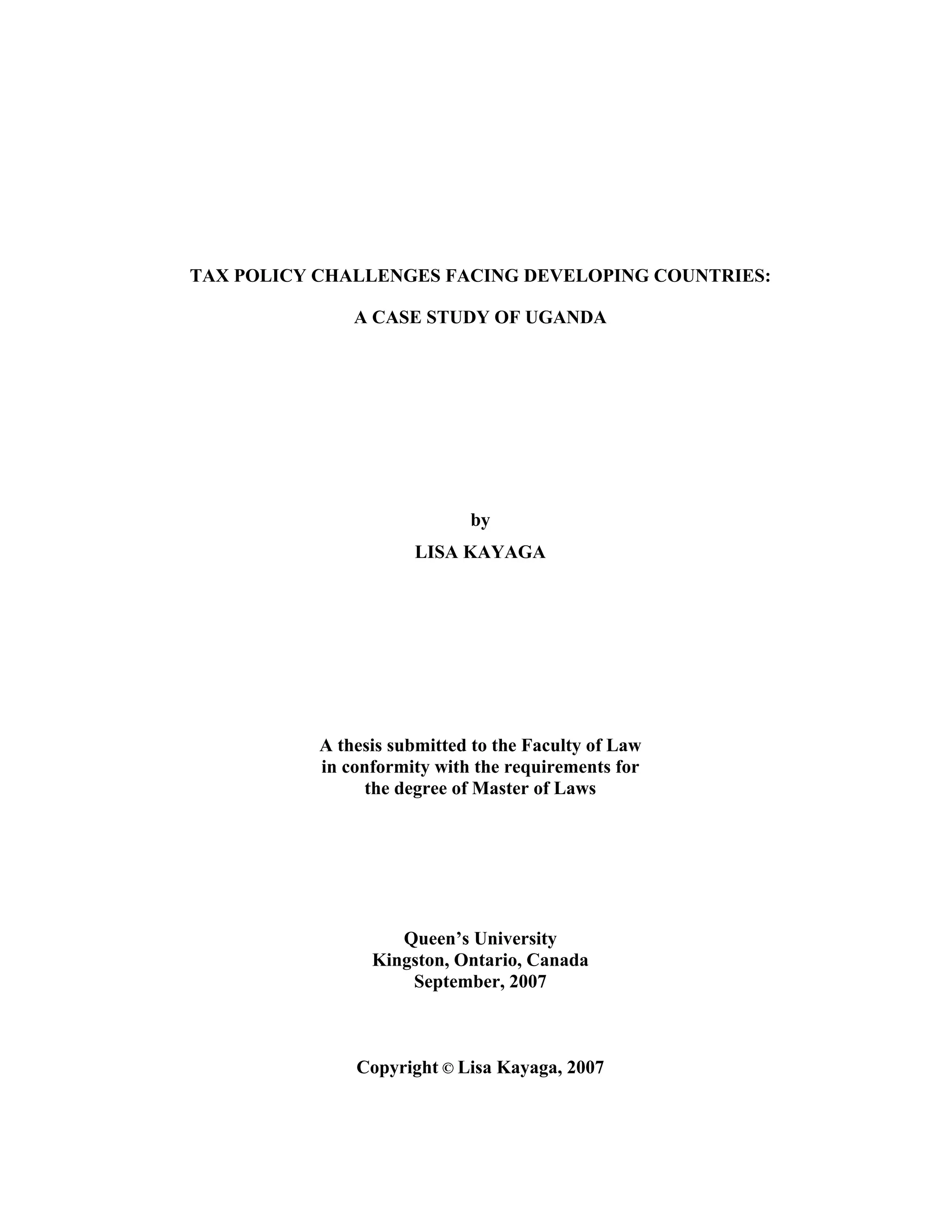 Tax policy challenges facing developing countries | PDF