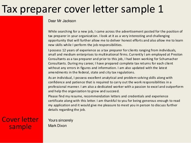 tax preparer cover letter