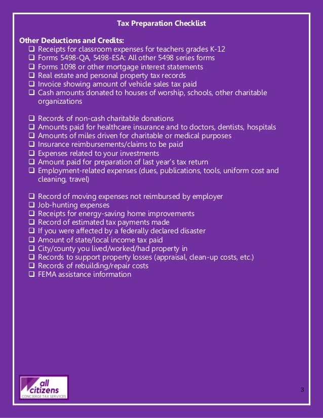 ALL CITIZENS Tax prep checklist 2017 ALL CITIZENS Tax prep checklist 2017