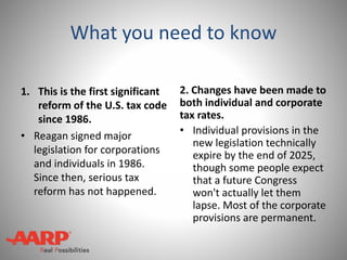 34 Things You Need to Know About the New Tax Law (AARP) | PPTX