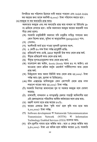35
wecix‡Z Ki cwi‡kva wn‡m‡e `vex Ki‡Z cvi‡eb Ges 2015-2016
Ki eQ‡ii Rb¨ Zv‡K Aewkó 3,000/- UvKv cwi‡kva Ki‡Z n‡e|
(O) Kigy³ ev Ki Ae¨vnwZ cÖvß Avqt
Ki`vZvi Kigy³ Ges Ki Ae¨vnwZ cÖvß Avq _vK‡j Zv wiUv‡b©i 18
bs µwg‡K †`Lv‡Z n‡e| e¨w³ Ki`vZvi Kigy³ Av‡qi K‡qKwU LvZ
bx‡P †`qv n‡jvt
(K) miKvwi PvKzwiRxex Ki`vZv hw` PvKzixi `vwqZ¡ cvj‡bi Rb¨
†Kvb we‡kl fvZv, myweav ev Avby‡ZvwlK (perquisite) cvb;
(L) †cbkb;
(M) Askx`vix dvg© n‡Z cvIqv g~jabx gybvdvi Ask;
(N) 2 †KvwU 50 jÿ UvKv ch©šÍ MÖ¨vPzBwU cÖvwß;
(O) cÖwf‡W›U dvÛ G¨v±, 1925 Abyhvqx D³ dvÛ †_‡K cÖvß A_©;
(P) ¯^xK…Z cÖwf‡W›U dvÛ †_‡K cÖvß A_©;
(Q) ¯^xK…Z mycviG¨vby‡qkb dvÛ †_‡K cÖvß A_©;
(R) evsjv‡`k kÖg AvBb, 2006 (2006 m‡bi 42 bs AvBb) Gi
AvIZvq ‡Kvb kÖwgK KZ©„K IqvK©vm© cvwU©wm‡ckb dvÛ †_‡K
cÖvß A_©;
(S) wgDPz¨qvj dvÛ A_ev BDwbU dvÛ †_‡K cÖvß 25,000/- UvKv
ch©šÍ Avq (my`, gybvdv ev wWwf‡WÛ);
(T) ÷K G·‡P‡Ä ZvwjKvfz³ †Kvb †Kv¤úvbx †_‡K cÖvß bM`
jf¨vsk Lv‡Zi Avq 25,000/- UvKv ch©šÍ;
(U) miKvwi wbivcËv Rvgvb‡Zi my` hv miKvi Kigy³ e‡j †NvlYv
K‡i‡Q;
(V) iv½vgvwU, ev›`ievb I LvMovQwo †Rjvi cvnvox Avw`evmxi Øviv
GB †Rjv¸‡jv‡Z cwiPvwjZ Avw_©K Kg©Kv‡Ûi d‡j cÖvß Avq;
(W) ißvbx e¨emv n‡Z cÖvß Av‡qi 50%;
(X) Av‡qi GKgvÎ Drm ÔK…wl LvZÕ n‡j K…wl LvZ n‡Z Avq
2,00,000/- UvKv ch©šÍ;
(Y) Software development ev Nationwide Telecommunication
Transmission Network (NTTN) ev Information
Technology Enabled Services (ITES) e¨emvi Avq;
(Z) nvum-gyiMxi Lvgvi n‡Z AwR©Z Avq| Z‡e G †¶‡Î AwR©Z Avq
1,50,000/- UvKv Gi AwaK n‡j AwR©Z Av‡qi 10% miKvwi
 