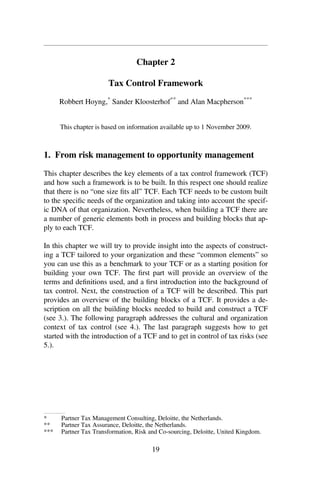 Tax Risk Management Framework Tax Risk Management From Risk To Opportunity | PDF