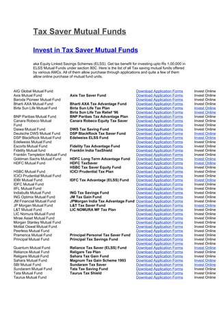 Tax saver mutual funds