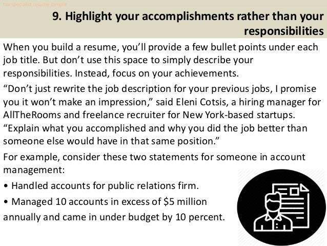 Tax Specialist Resume Sample Pdf Ebook Free