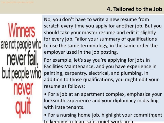 Tax Specialist Resume Sample Pdf Ebook Free