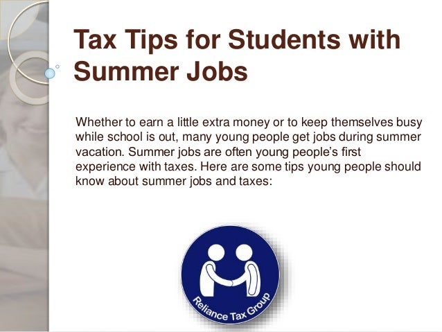 Tax Tips for Students working during Summer