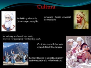 El centro del negocio y recreo del paisBuda más grande en Asia CentralEdificio de oficinasEstatua de la Somoni, gobernador más grandeEstatua de la gran poeta - RudakiMuseoHistórico