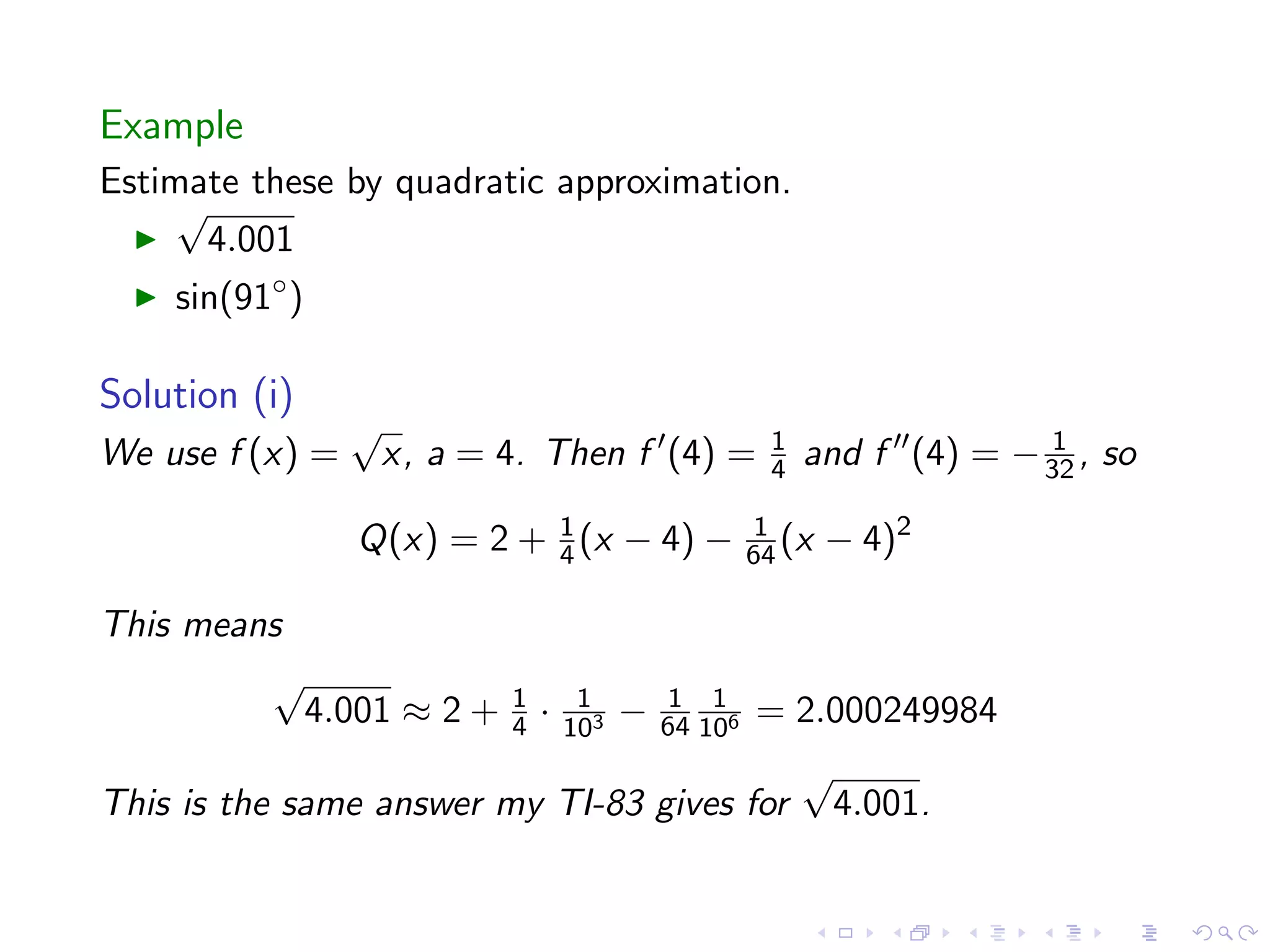 Taylor Polynomials and Series