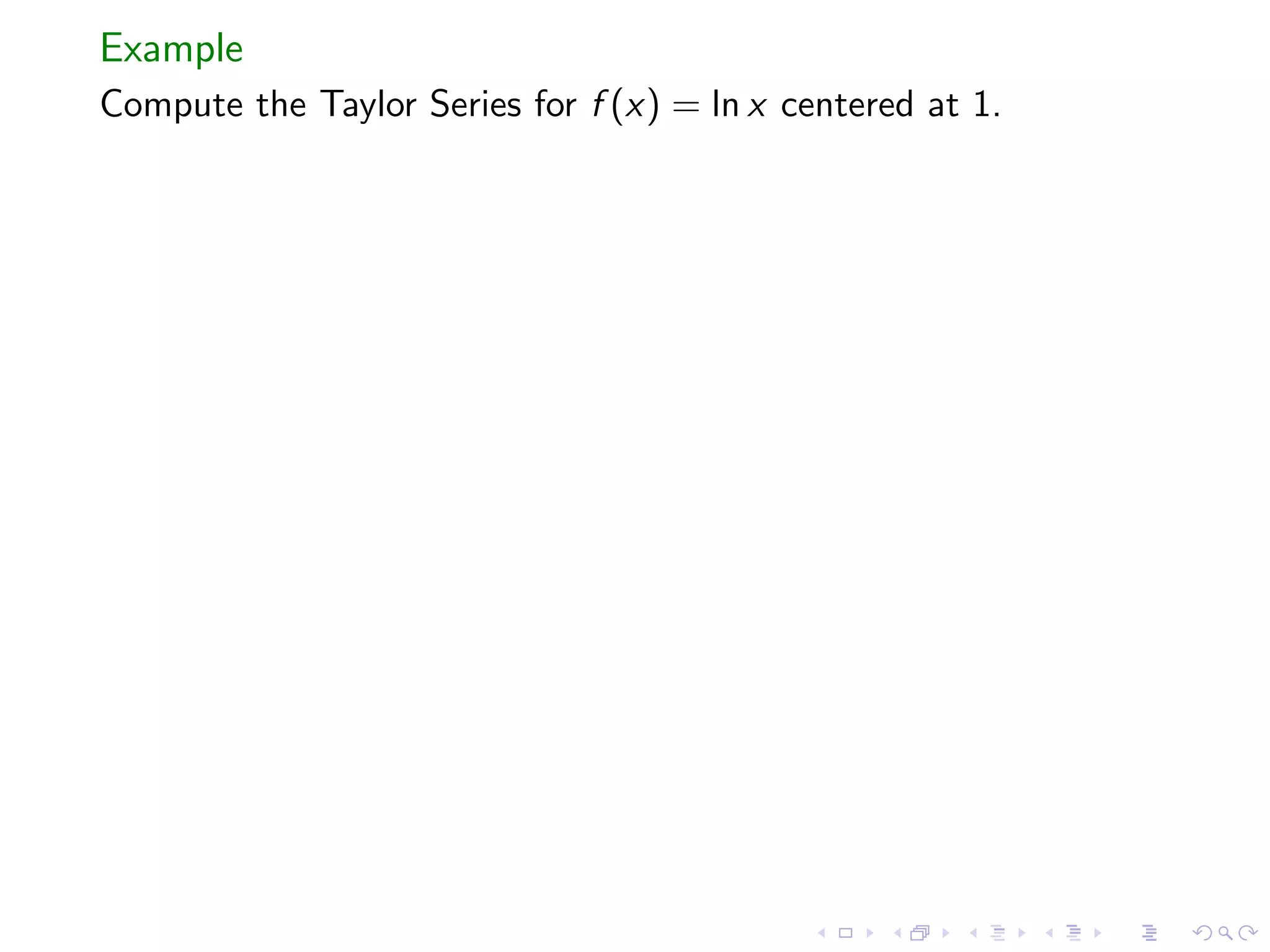 Taylor Polynomials and Series