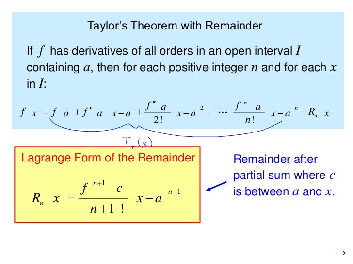 taylor error lagrange form of the remainder calculator