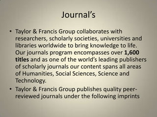 Taylor & francis online ppt | PPTX
