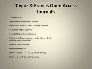 Taylor & francis online ppt | PPTX
