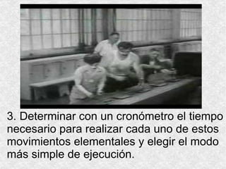 3. Determinar con un cronómetro el tiempo necesario para realizar cada uno de estos movimientos elementales y elegir el modo más simple de ejecución. 